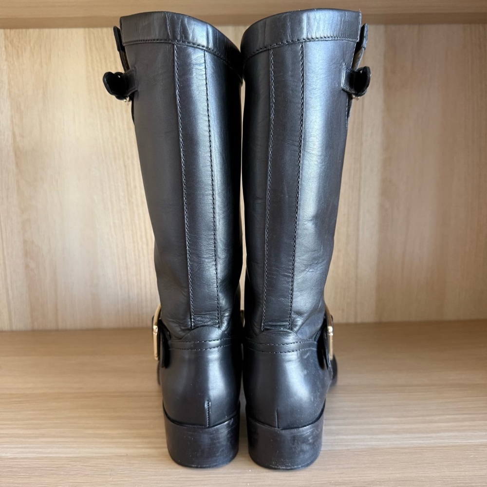 Valentino Black Heeled Boots with Gold Accents size 37.5 - Picture 4 of 6